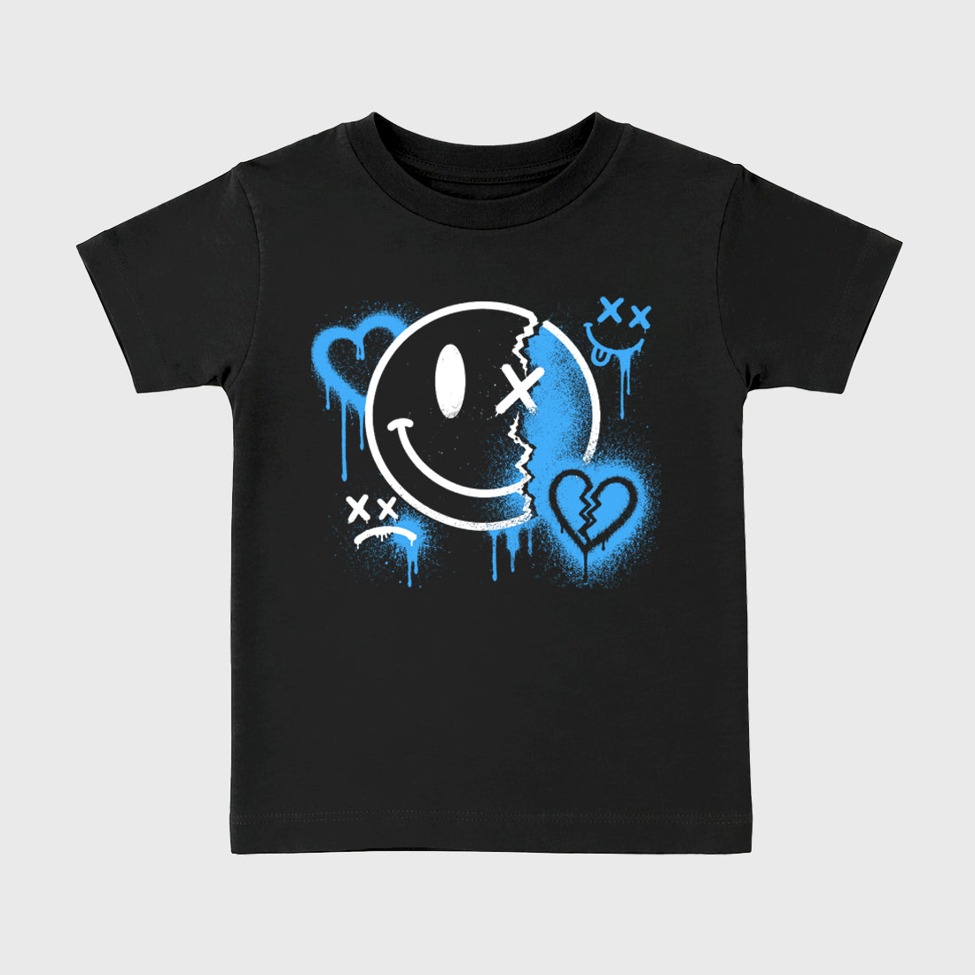 Sneakerfit Streetwear outfit, Sneaker Tees To Match Air Jordan 5 Black University Blue – Sweet Damage Graphic Kids Tee Black 2
