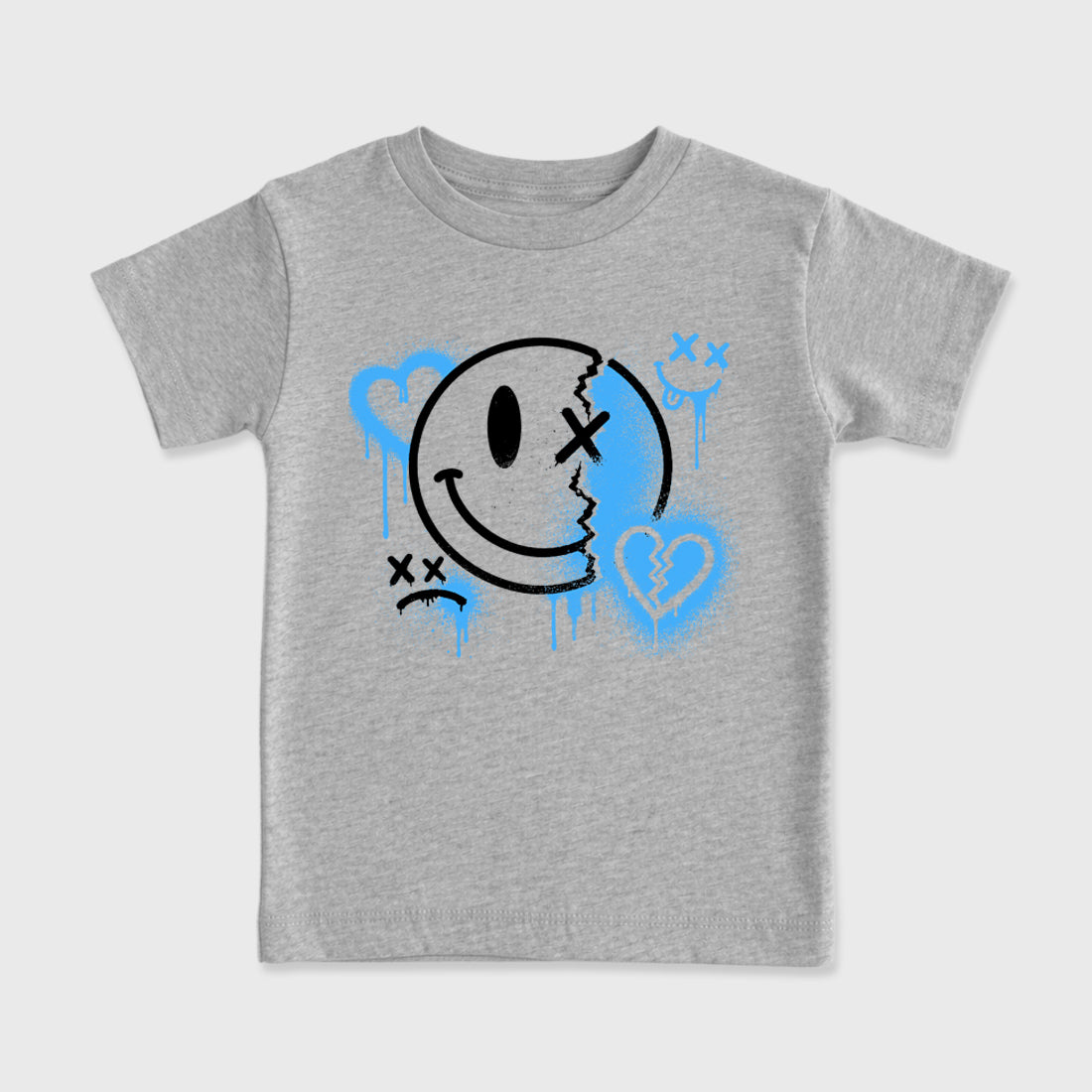 Sneakerfit Streetwear outfit, Sneaker Tees To Match Air Jordan 5 Black Carolina Sweet Damage Graphic Kids Tee Heather Grey 2