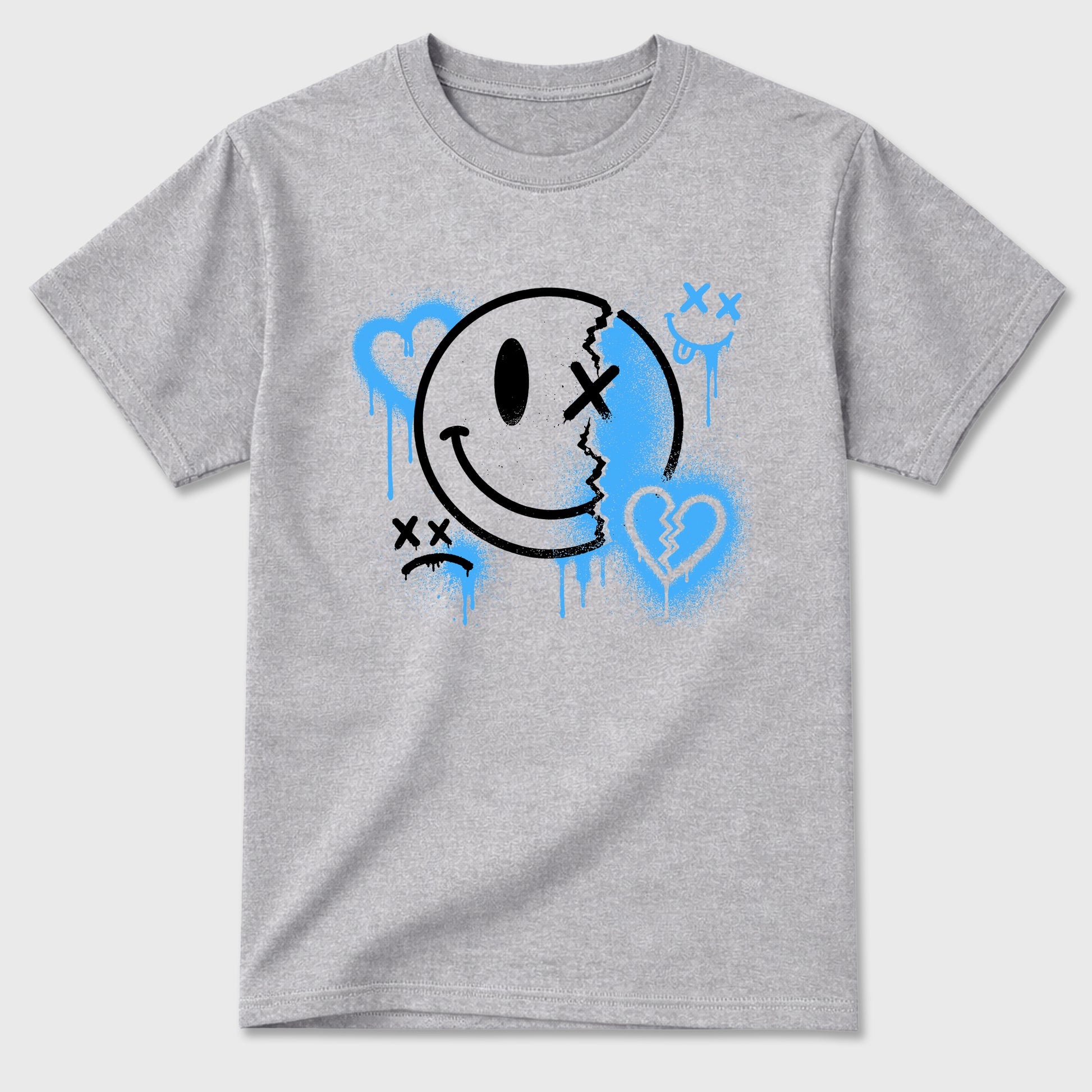 Sneakerfit Streetwear outfit, Sneaker Tees To Match Air Jordan 5 Black University Blue – Sweet Damage Graphic Tee Heather Grey 2