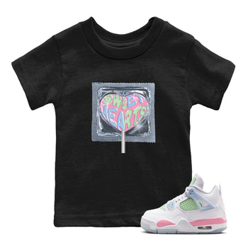 Best Sneakerfits graphic tee – Perfect Valentine's Day outfits to match Air Jordan 4 Valentines Day Kids – Sweethearts lollipop Kids T-Shirt Black 1