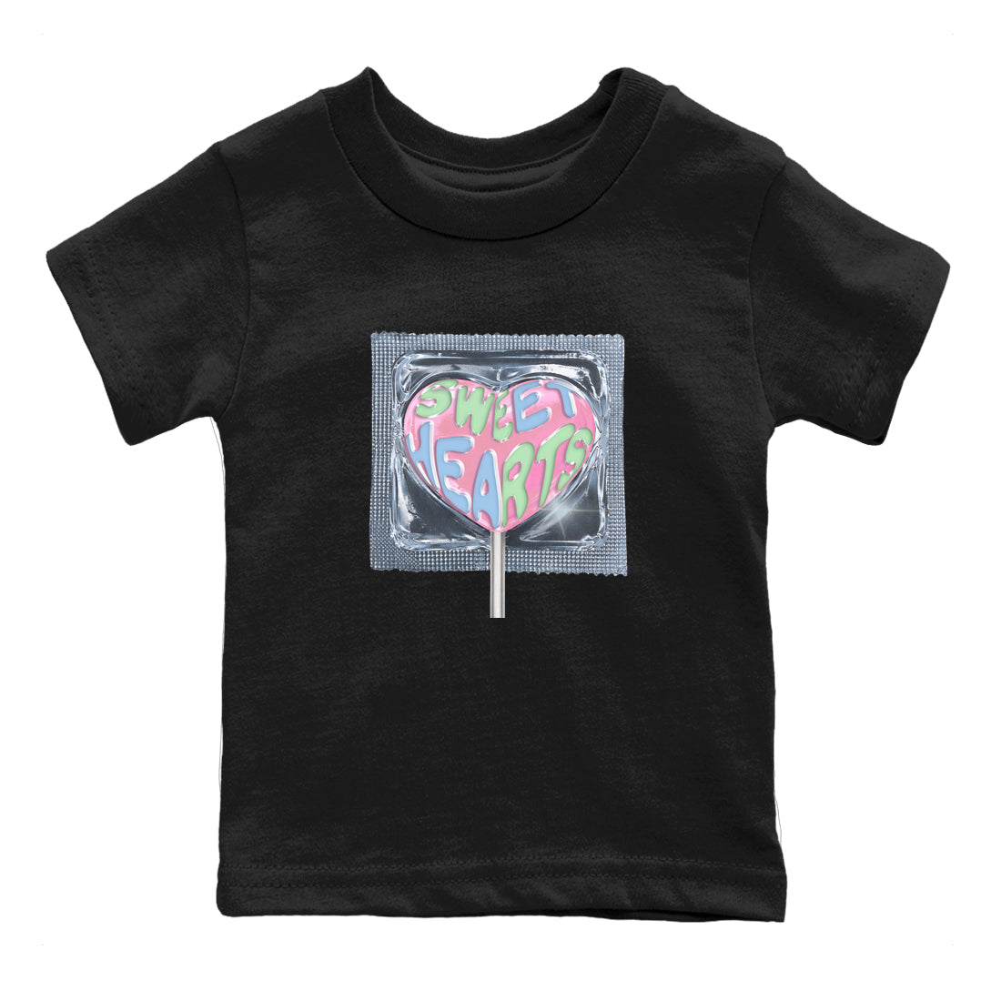 Best Sneakerfits graphic tee – Perfect Valentine's Day outfits to match Air Jordan 4 Valentines Day Kids – Sweethearts lollipop Kids T-Shirt Black 2
