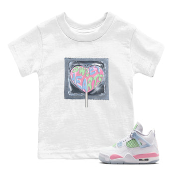 Best Sneakerfits graphic tee – Perfect Valentine's Day outfits to match Air Jordan 4 Valentines Day Kids – Sweethearts lollipop Kids T-Shirt White 1