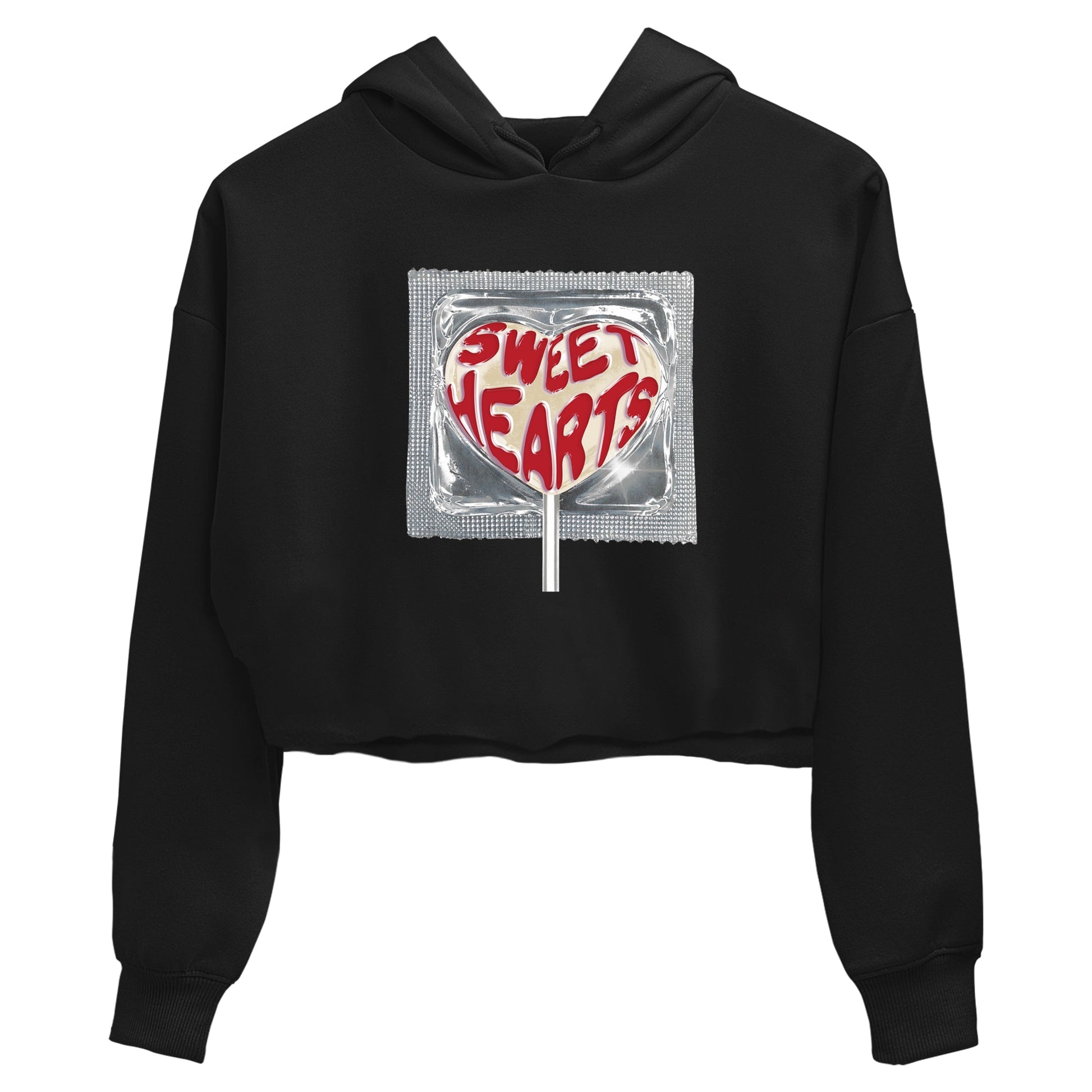 Best Sneakerfits graphic tee – Perfect Valentine's Day outfits to match Air Jordan 4 Valentines Day – Sweethearts lollipop Crop T-Shirt Black 2