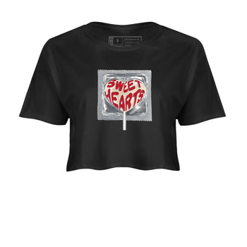Best Sneakerfits graphic tee – Perfect Valentine's Day outfits to match Air Jordan 4 Valentines Day – Sweethearts lollipop Crop T-Shirt Black 2