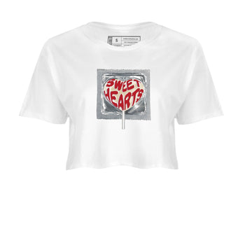 Best Sneakerfits graphic tee – Perfect Valentine's Day outfits to match Air Jordan 4 Valentines Day – Sweethearts lollipop Crop T-Shirt White 2