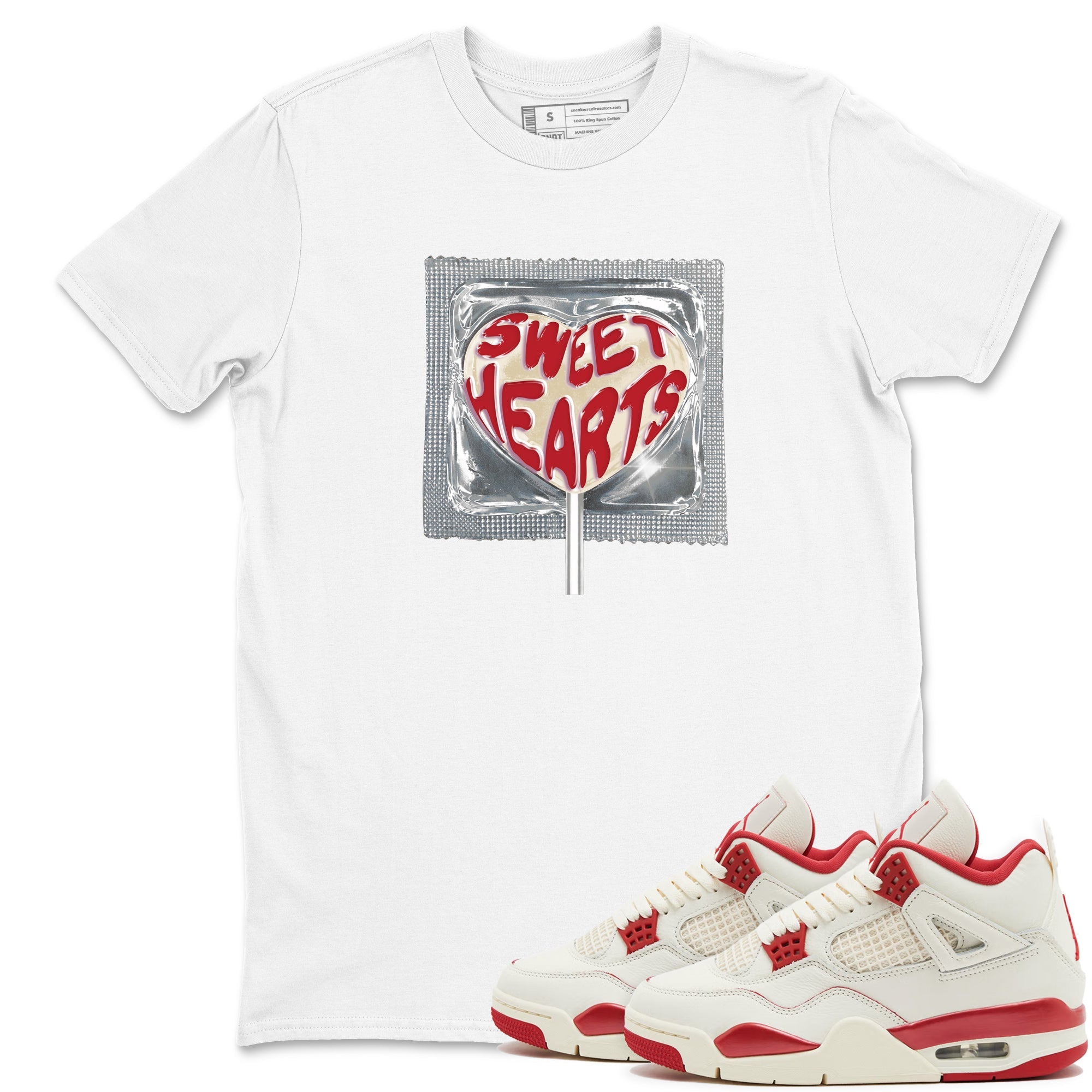 Best Sneakerfits graphic tee – Perfect Valentine's Day outfits to match Air Jordan 4 Valentines Day – Sweethearts lollipop Tee White 1