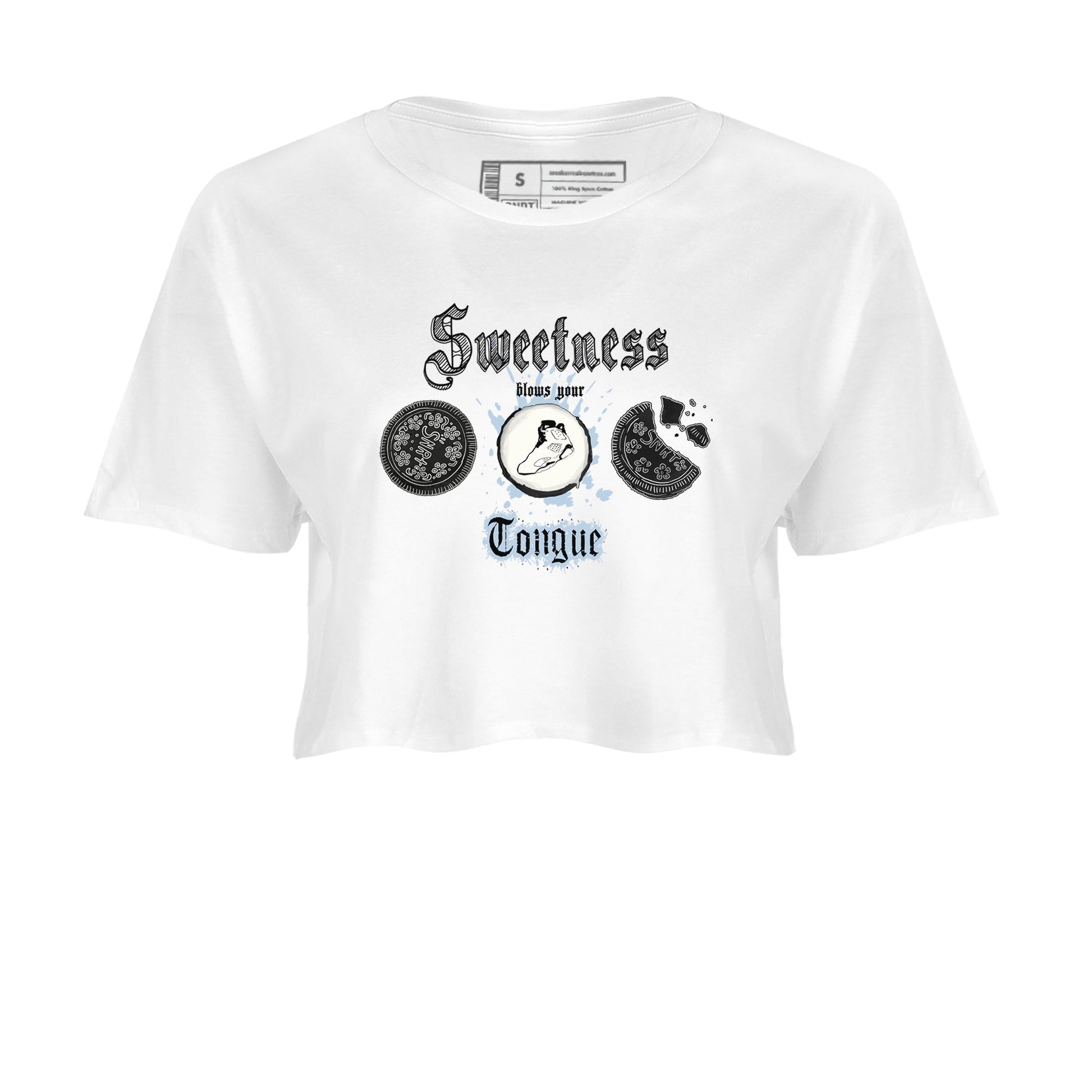 Air Jordan 6 Reverse Oreo shirts to match jordans Sweetness Blows Your Tongue sneaker match tees Air Jordan 6 White Black SNRT Sneaker Release Tees White 2 crop length shirt