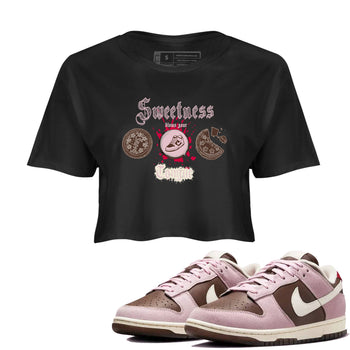 Dunk Cacao Wow And Pink Foam shirts to match jordans Sweetness Blows Your Tongue sneaker match tees Dunk Cacao Wow And Pink Foam SNRT Sneaker Tees streetwear brand Black 1 crop tee