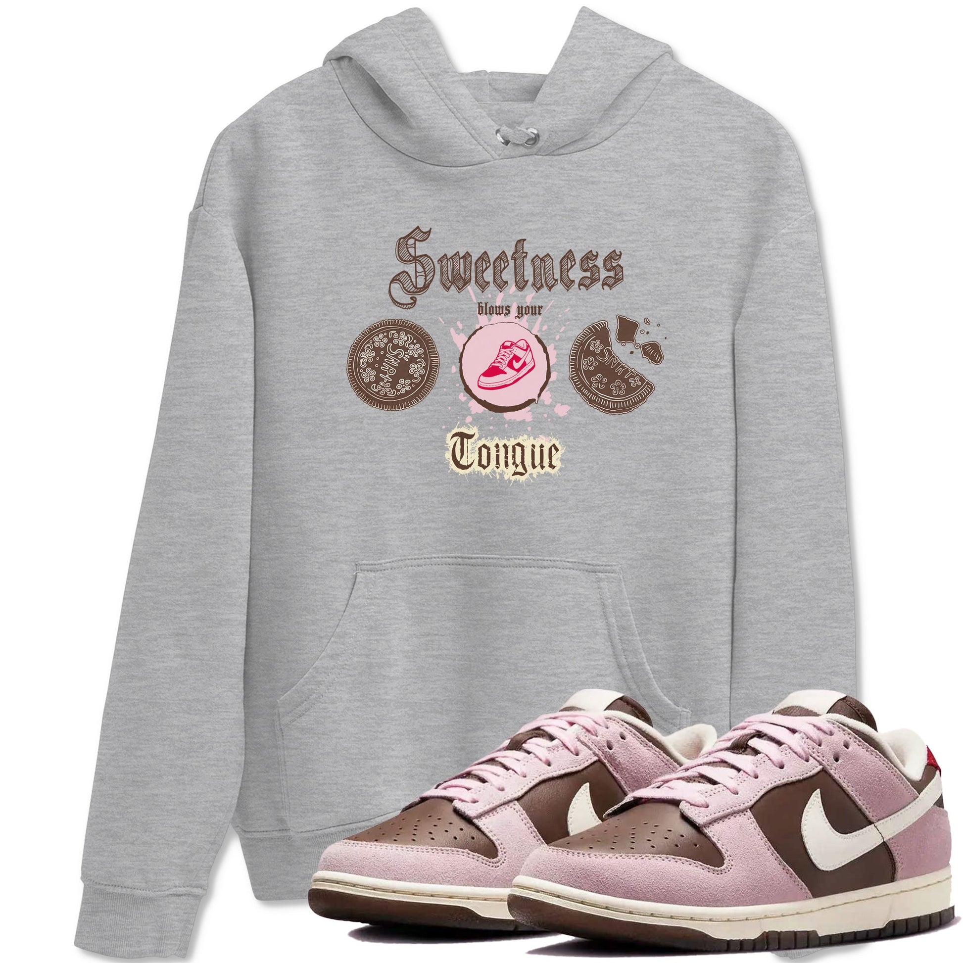 Dunk Cacao Wow And Pink Foam shirts to match jordans Sweetness Blows Your Tongue sneaker match tees Dunk Cacao Wow And Pink Foam SNRT Sneaker Tees streetwear brand Heather Grey 1 unisex cotton tee
