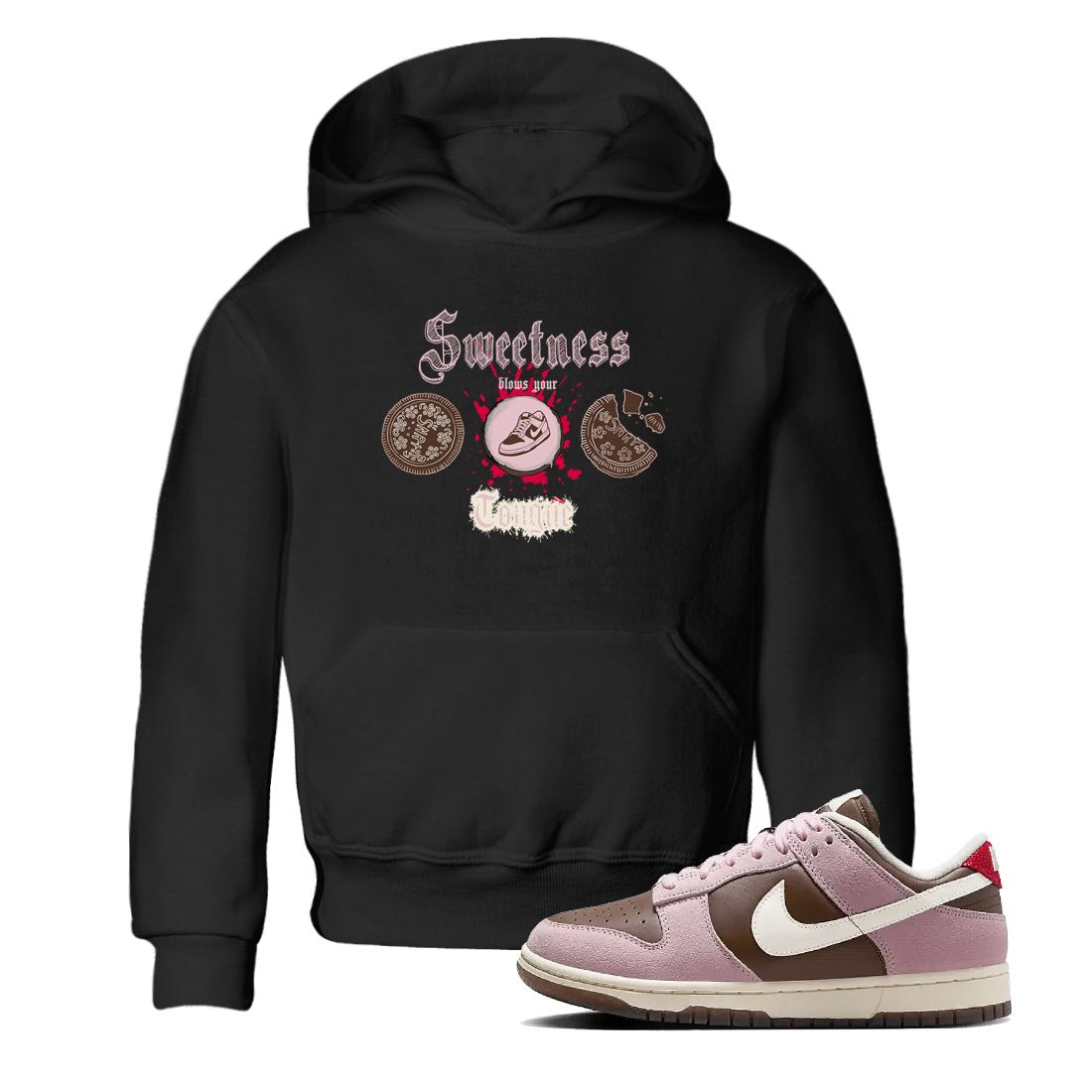 Dunk Cacao Wow And Pink Foam shirts to match jordans Sweetness Blows Your Tongue sneaker match tees Dunk Cacao Wow And Pink Foam SNRT Sneaker Tees streetwear brand Baby and Youth Black 1 cotton tee