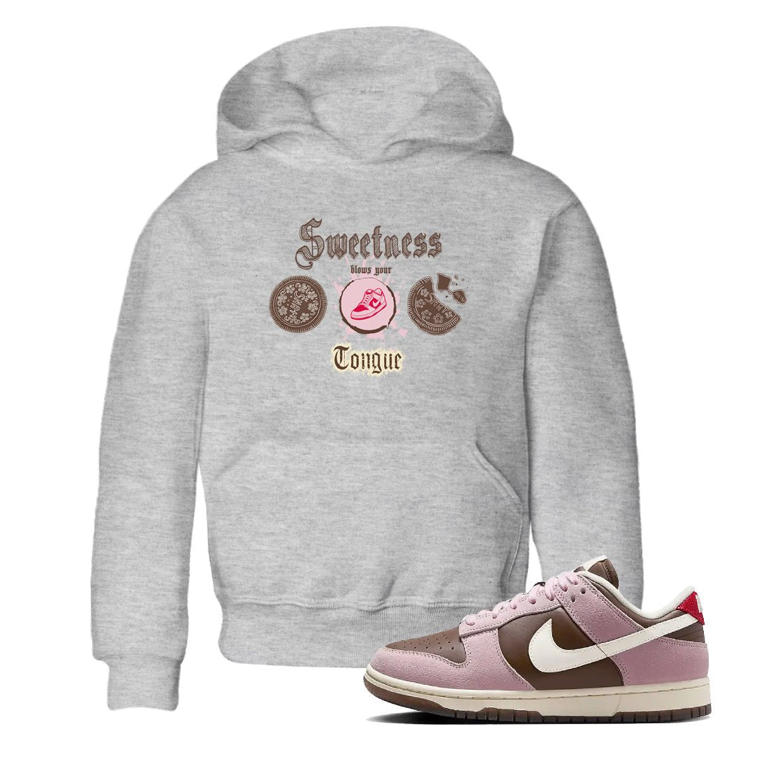 Dunk Cacao Wow And Pink Foam shirts to match jordans Sweetness Blows Your Tongue sneaker match tees Dunk Cacao Wow And Pink Foam SNRT Sneaker Tees streetwear brand Baby and Youth Heather Grey 1 cotton tee