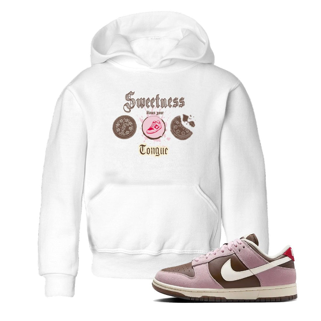 Dunk Cacao Wow And Pink Foam shirts to match jordans Sweetness Blows Your Tongue sneaker match tees Dunk Cacao Wow And Pink Foam SNRT Sneaker Tees streetwear brand Baby and Youth White 1 cotton tee
