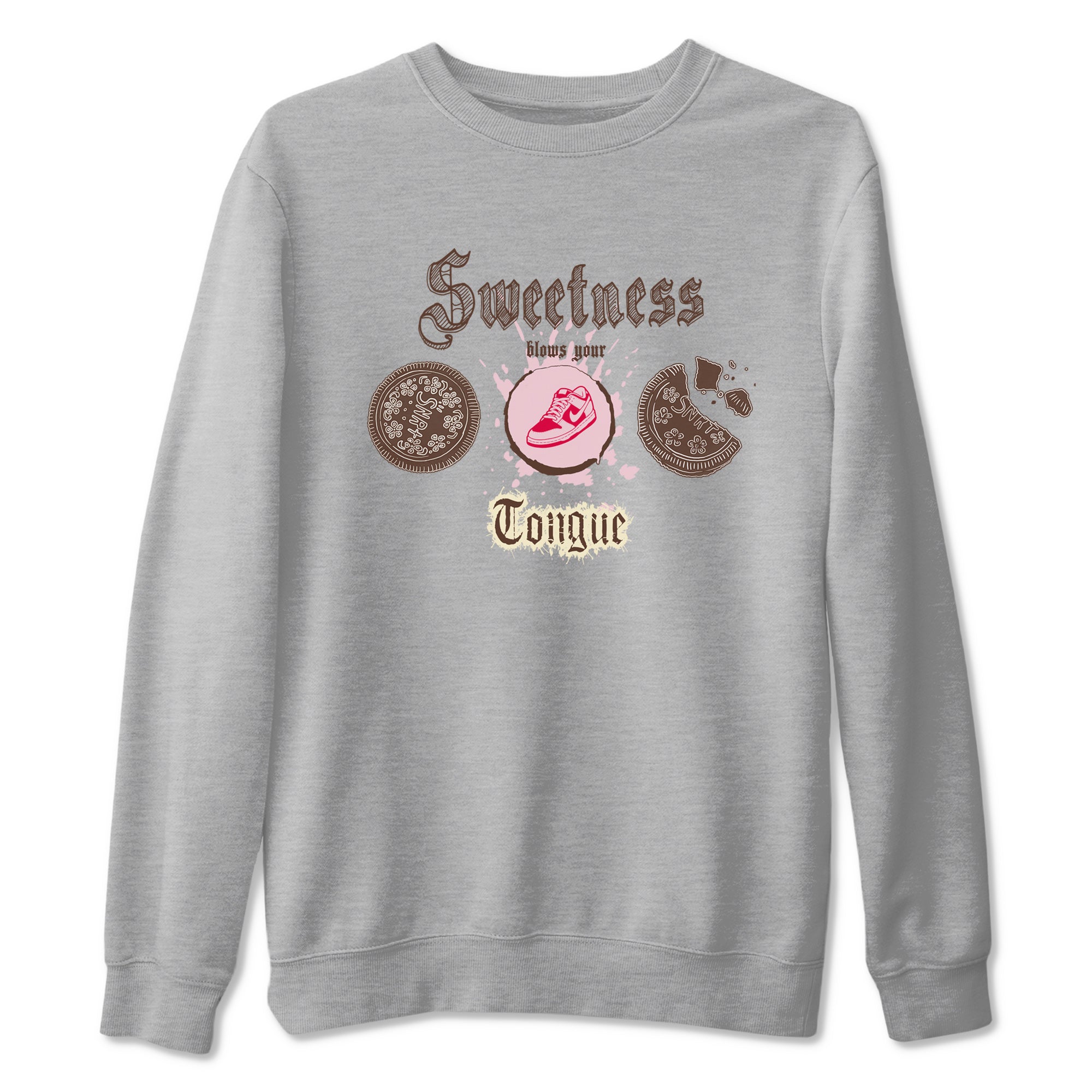 Dunk Cacao Wow And Pink Foam shirts to match jordans Sweetness Blows Your Tongue sneaker match tees Dunk Cacao Wow And Pink Foam SNRT Sneaker Tees streetwear brand Heather Grey 2 unisex cotton tee