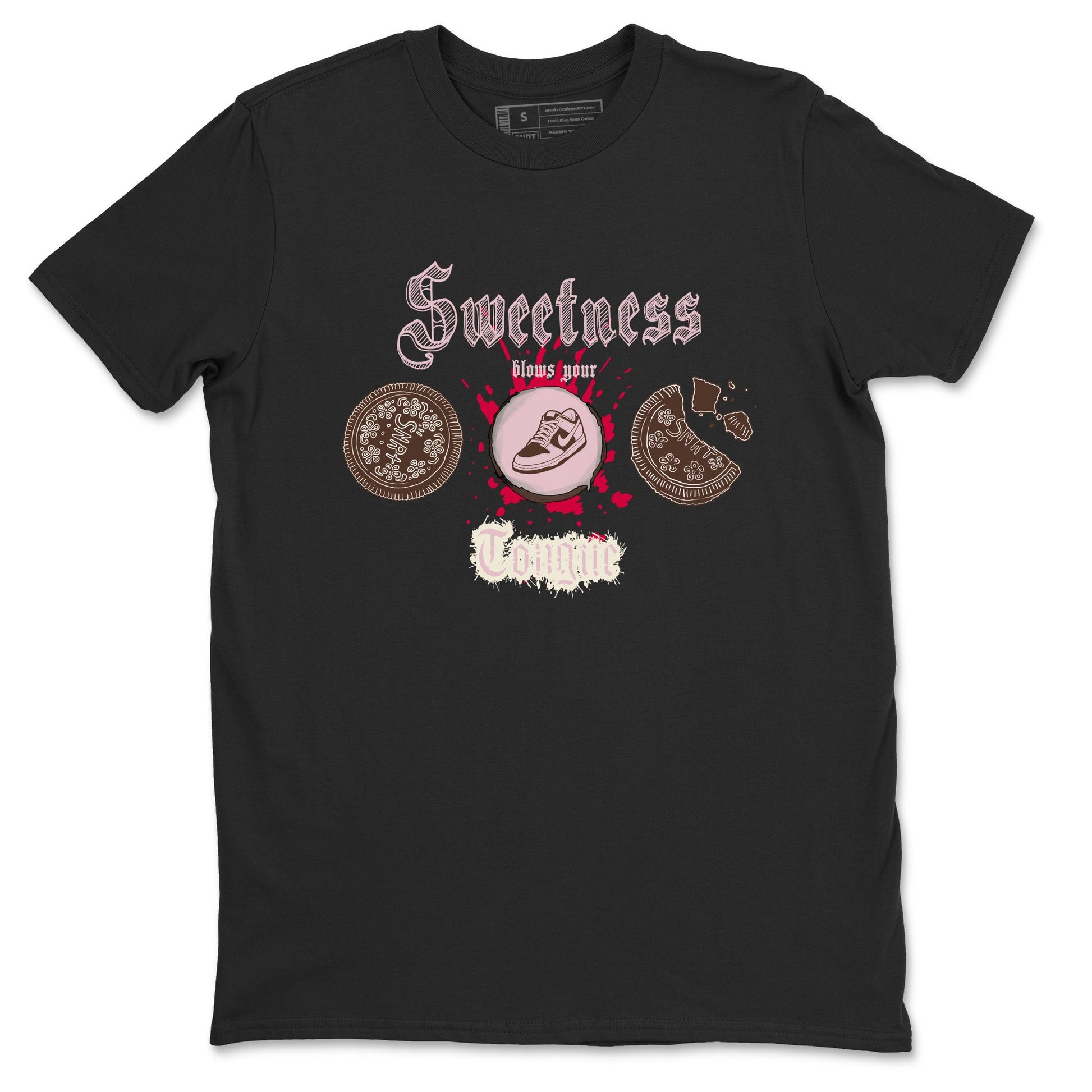 Dunk Cacao Wow And Pink Foam shirts to match jordans Sweetness Blows Your Tongue sneaker match tees Dunk Cacao Wow And Pink Foam SNRT Sneaker Tees streetwear brand Black 2 unisex cotton tee
