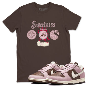 Dunk Cacao Wow And Pink Foam shirts to match jordans Sweetness Blows Your Tongue sneaker match tees Dunk Cacao Wow And Pink Foam SNRT Sneaker Tees streetwear brand Dark Chocolate 1 unisex cotton tee