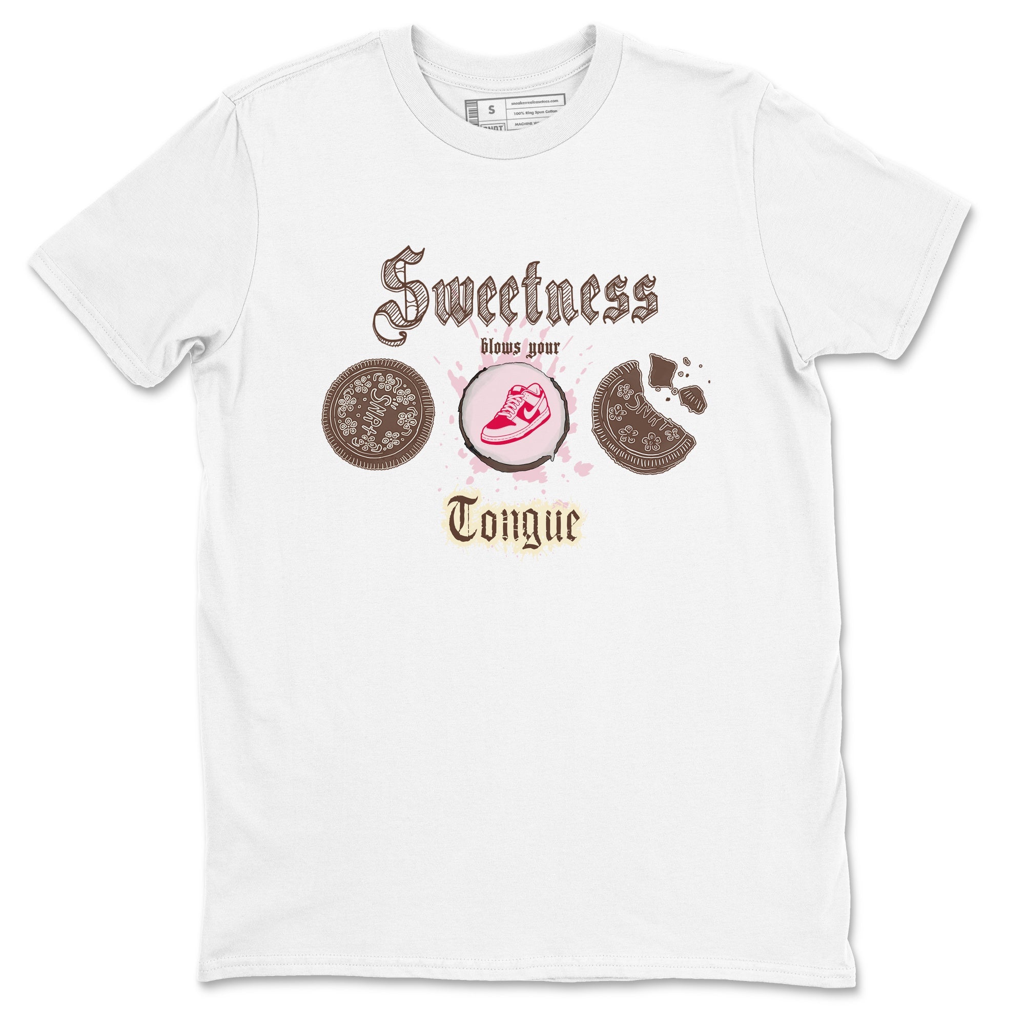 Dunk Cacao Wow And Pink Foam shirts to match jordans Sweetness Blows Your Tongue sneaker match tees Dunk Cacao Wow And Pink Foam SNRT Sneaker Tees streetwear brand White 2 unisex cotton tee
