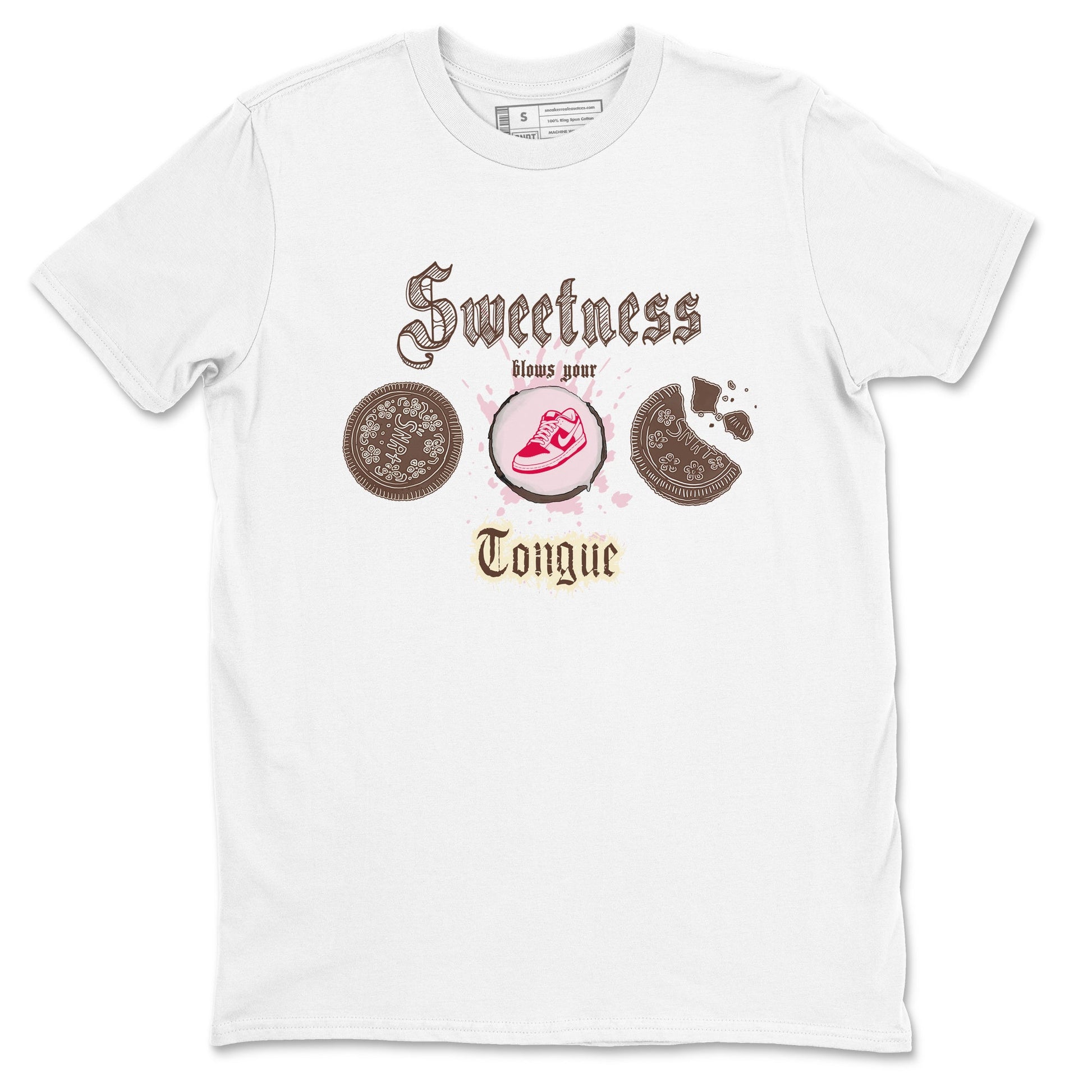 Dunk Cacao Wow And Pink Foam shirts to match jordans Sweetness Blows Your Tongue sneaker match tees Dunk Cacao Wow And Pink Foam SNRT Sneaker Tees streetwear brand White 2 unisex cotton tee