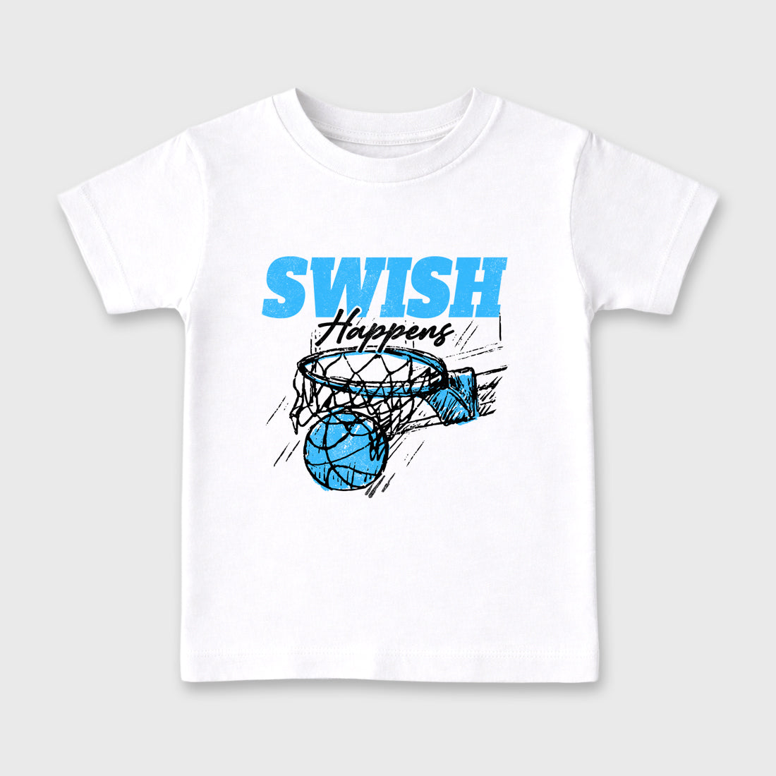 Sneaker match tees – Sneaker Tees To Match Air Foamposite Pro University Blue Shoes – Swish Happens Kids T-Shirt White 2