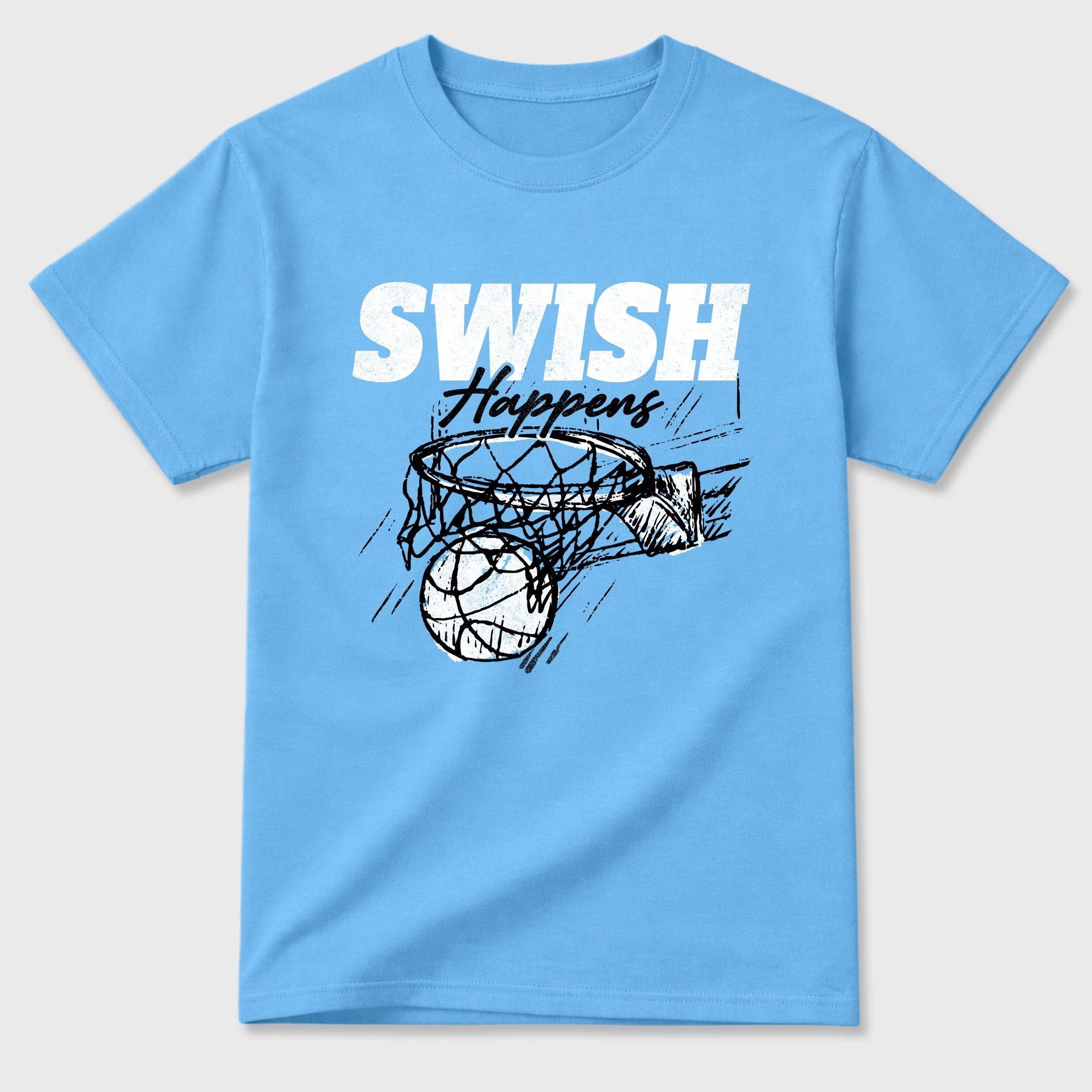 Sneaker match tees – Sneaker Tees To Match Air Foamposite Pro University Blue Shoes – Swish Happens Tee Carolina Blue 2