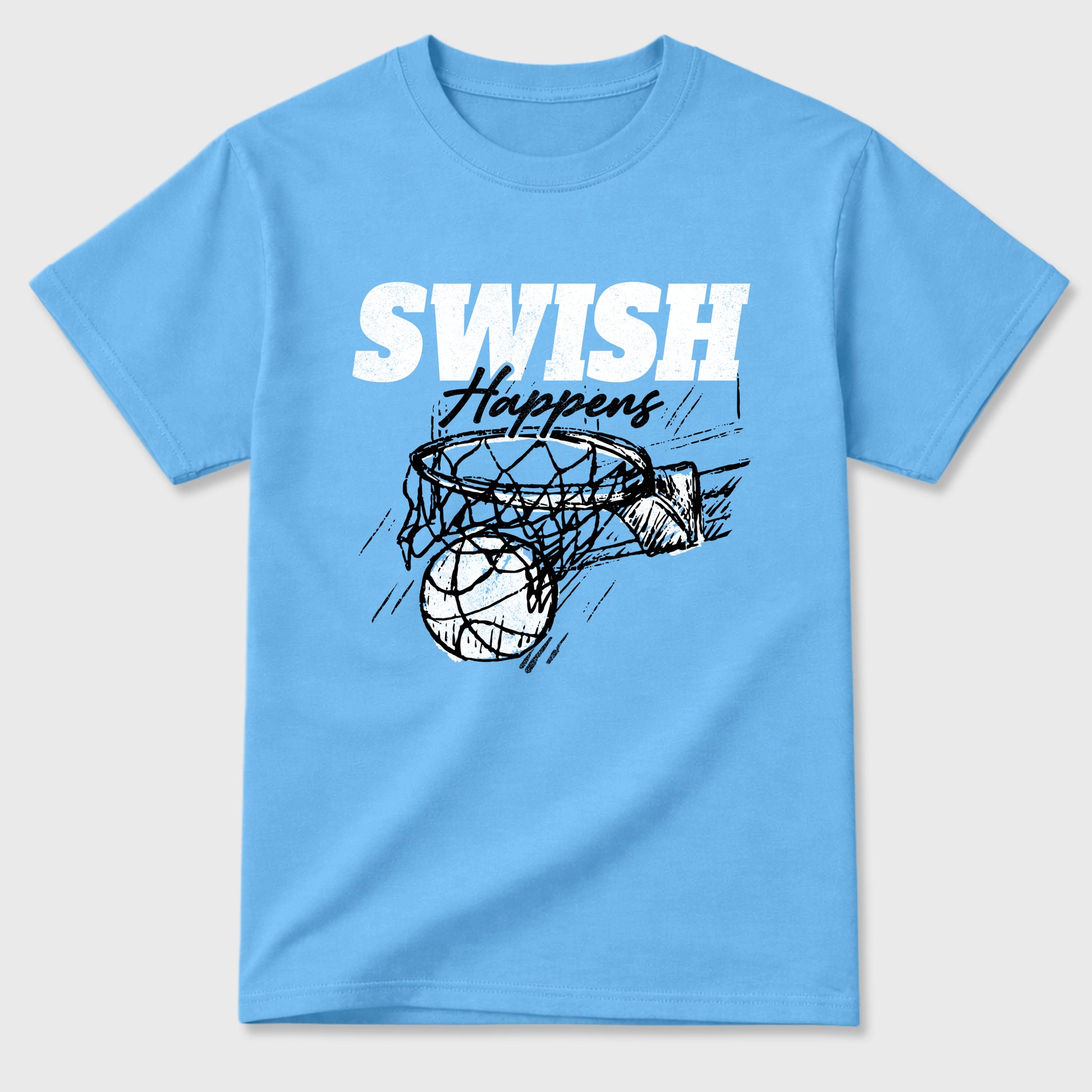 Sneaker match tees – Sneaker Tees To Match Air Foamposite Pro University Blue Shoes – Swish Happens Tee Carolina Blue 2