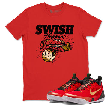 Sneaker match tees – Sneaker Tees To Match Nike KB 9 China Shoes KB 9 University Red and Metallic Gold – Swish Happens Tee Red 1