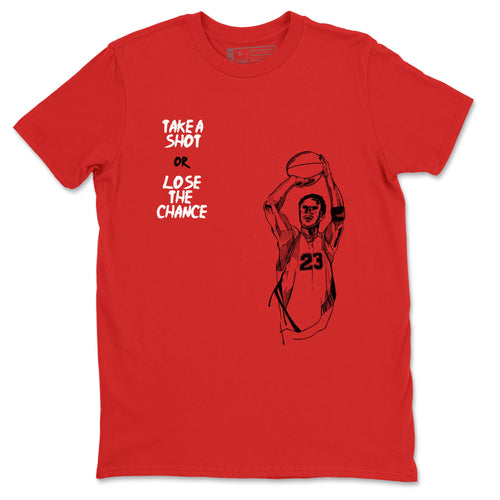 1s Black Toe Reimagined shirts to match jordans Take A Shot sneaker match tees Air Jordan 1 Black Toe Reimagined SNRT Sneaker Release Tees unisex cotton Red 2 crew neck shirts