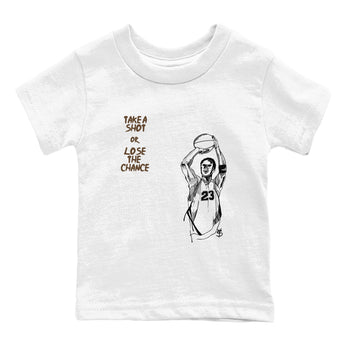 1s Mocha shirts to match jordans Take A Shot sneaker match tees Air Jordan 1 Mocha SNRT Sneaker Release Tees Youth Baby White 2 crew neck shirts