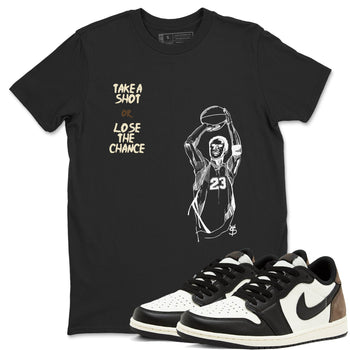 1s Mocha shirts to match jordans Take A Shot sneaker match tees Air Jordan 1 Mocha SNRT Sneaker Release Tees unisex cotton Black 1 crew neck shirts