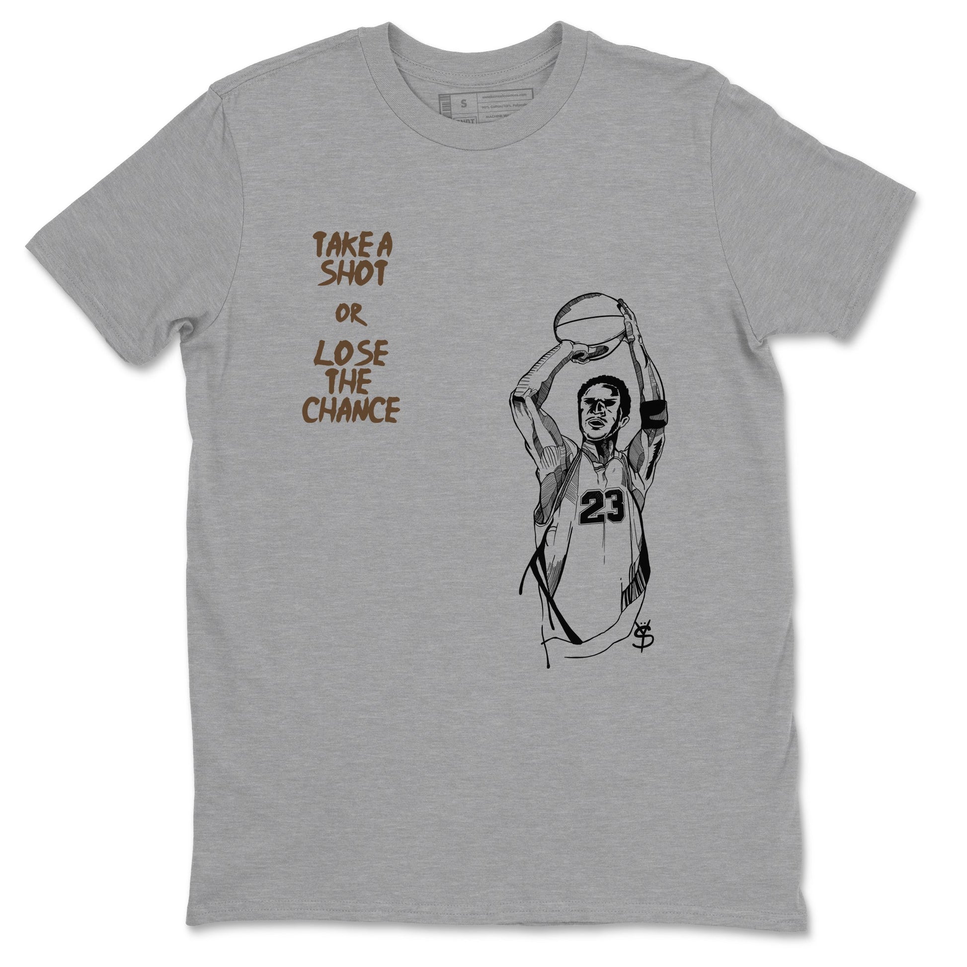 1s Mocha shirts to match jordans Take A Shot sneaker match tees Air Jordan 1 Mocha SNRT Sneaker Release Tees unisex cotton Heather Grey 2 crew neck shirts