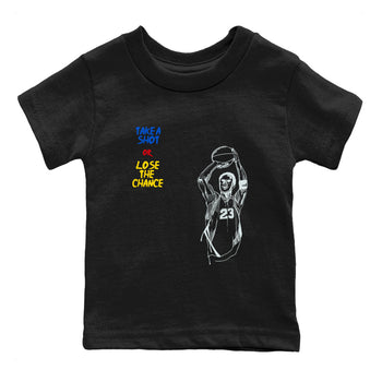 1s Travis Scott Canary shirts to match jordans Take A Shot sneaker match tees Air Jordan 1 Travis Scott Canary SNRT Sneaker Release Tees Youth Baby Black 2 crew neck shirts