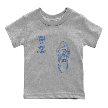 11s Diffused Blue shirts to match jordans Take A Shot sneaker match tees Air Jordan 11 Diffused Blue SNRT Sneaker Release Tees Youth Baby Heather Grey 2 crew neck shirts