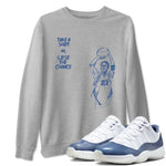 11s Diffused Blue shirts to match jordans Take A Shot sneaker match tees Air Jordan 11 Diffused Blue SNRT Sneaker Release Tees unisex cotton Heather Grey 1 crew neck shirts