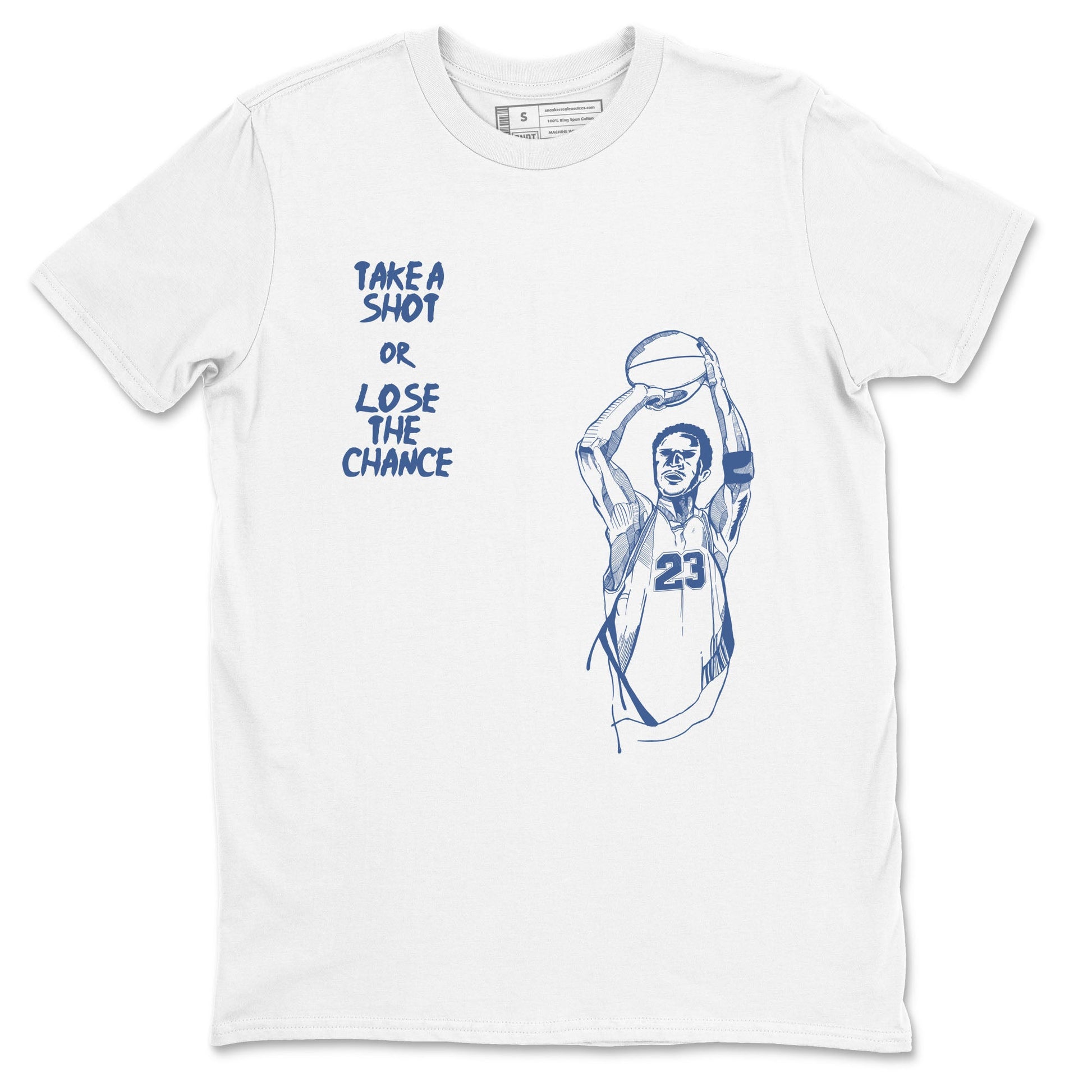 11s Diffused Blue shirts to match jordans Take A Shot sneaker match tees Air Jordan 11 Diffused Blue SNRT Sneaker Release Tees unisex cotton White 2 crew neck shirts