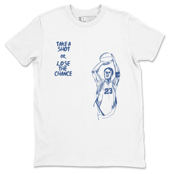 11s Diffused Blue shirts to match jordans Take A Shot sneaker match tees Air Jordan 11 Diffused Blue SNRT Sneaker Release Tees unisex cotton White 2 crew neck shirts