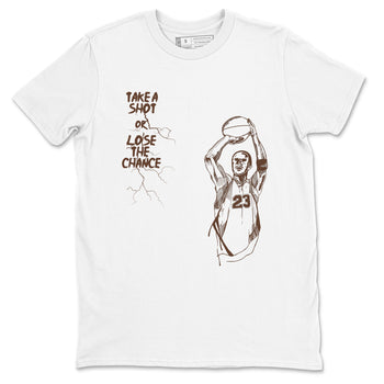 AJ12 Baroque Brown shirts to match jordans Take A Shot best t shirts to wear with jordans SoleFly x Jordan 12 Baroque Brown match shoes to clothes SNRT Sneaker Tees unisex cotton White 2 shirts