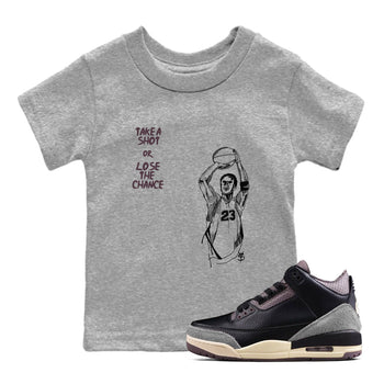 3s A Ma Maniere x Black shirts to match jordans Take A Shot sneaker match tees A Ma Maniére Air Jordan 3 Black And Flat Pewter SNRT Sneaker Release Tees Youth Baby Heather Grey 1 crew neck shirts