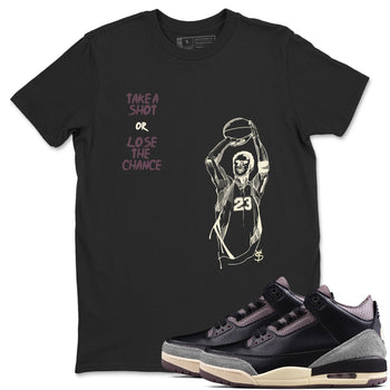 3s A Ma Maniere x Black shirts to match jordans Take A Shot sneaker match tees A Ma Maniére Air Jordan 3 Black And Flat Pewter SNRT Sneaker Release Tees unisex cotton Black 1 crew neck shirts