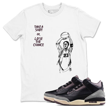 3s A Ma Maniere x Black shirts to match jordans Take A Shot sneaker match tees A Ma Maniére Air Jordan 3 Black And Flat Pewter SNRT Sneaker Release Tees unisex cotton White 1 crew neck shirts