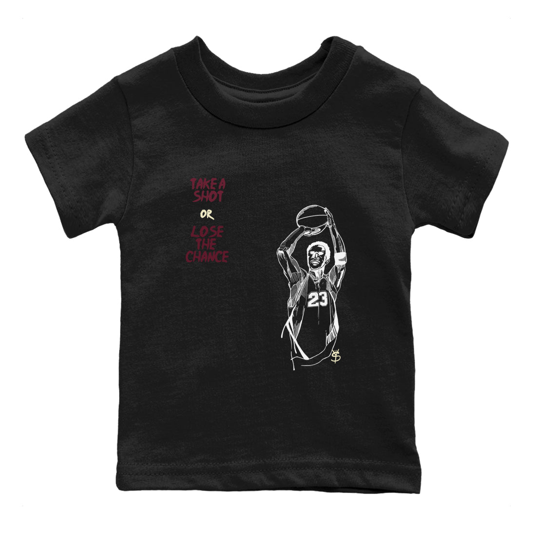 3s A Ma Maniere x Burgundy Crush shirts to match jordans Take A Shot sneaker match tees A Ma Maniére Air Jordan 3 Burgundy Crush SNRT Sneaker Release Tees Youth Baby Black 2 crew neck shirts