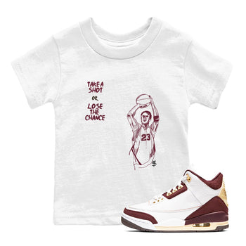 3s A Ma Maniere x Burgundy Crush shirts to match jordans Take A Shot sneaker match tees A Ma Maniére Air Jordan 3 Burgundy Crush SNRT Sneaker Release Tees Youth Baby White 1 crew neck shirts