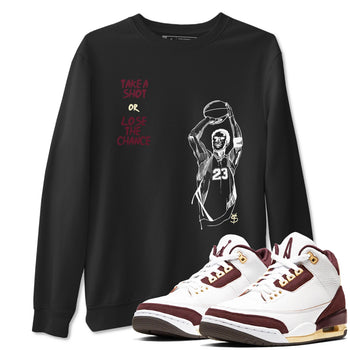 3s A Ma Maniere x Burgundy Crush shirts to match jordans Take A Shot sneaker match tees A Ma Maniére Air Jordan 3 Burgundy Crush SNRT Sneaker Release Tees unisex cotton Black 1 crew neck shirts