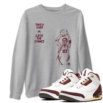 3s A Ma Maniere x Burgundy Crush shirts to match jordans Take A Shot sneaker match tees A Ma Maniére Air Jordan 3 Burgundy Crush SNRT Sneaker Release Tees unisex cotton Heather Grey 1 crew neck shirts