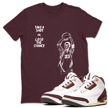 3s A Ma Maniere x Burgundy Crush shirts to match jordans Take A Shot sneaker match tees A Ma Maniére Air Jordan 3 Burgundy Crush SNRT Sneaker Release Tees unisex cotton Maroon 1 crew neck shirts