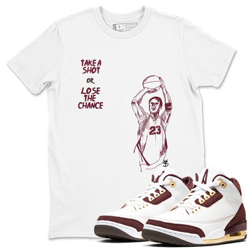 3s A Ma Maniere x Burgundy Crush shirts to match jordans Take A Shot sneaker match tees A Ma Maniére Air Jordan 3 Burgundy Crush SNRT Sneaker Release Tees unisex cotton White 1 crew neck shirts