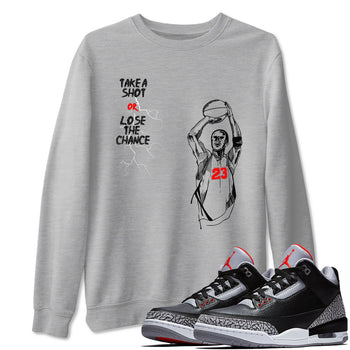 3s Black Cement shirts to match jordans Take A Shot sneaker match tees Air Jordan 3 Black Cement match shoes to clothes SNRT Sneaker Tees unisex cotton Heather Grey 1 shirts