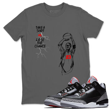 3s Black Cement shirts to match jordans Take A Shot sneaker match tees Air Jordan 3 Black Cement match shoes to clothes SNRT Sneaker Tees unisex cotton Cool Grey 1 shirts