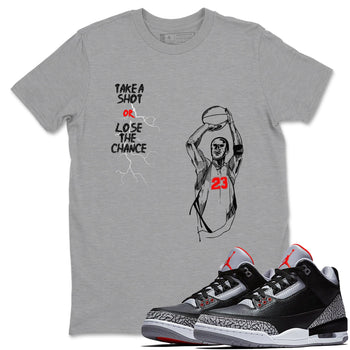 3s Black Cement shirts to match jordans Take A Shot sneaker match tees Air Jordan 3 Black Cement match shoes to clothes SNRT Sneaker Tees unisex cotton Heather Grey 1 shirts