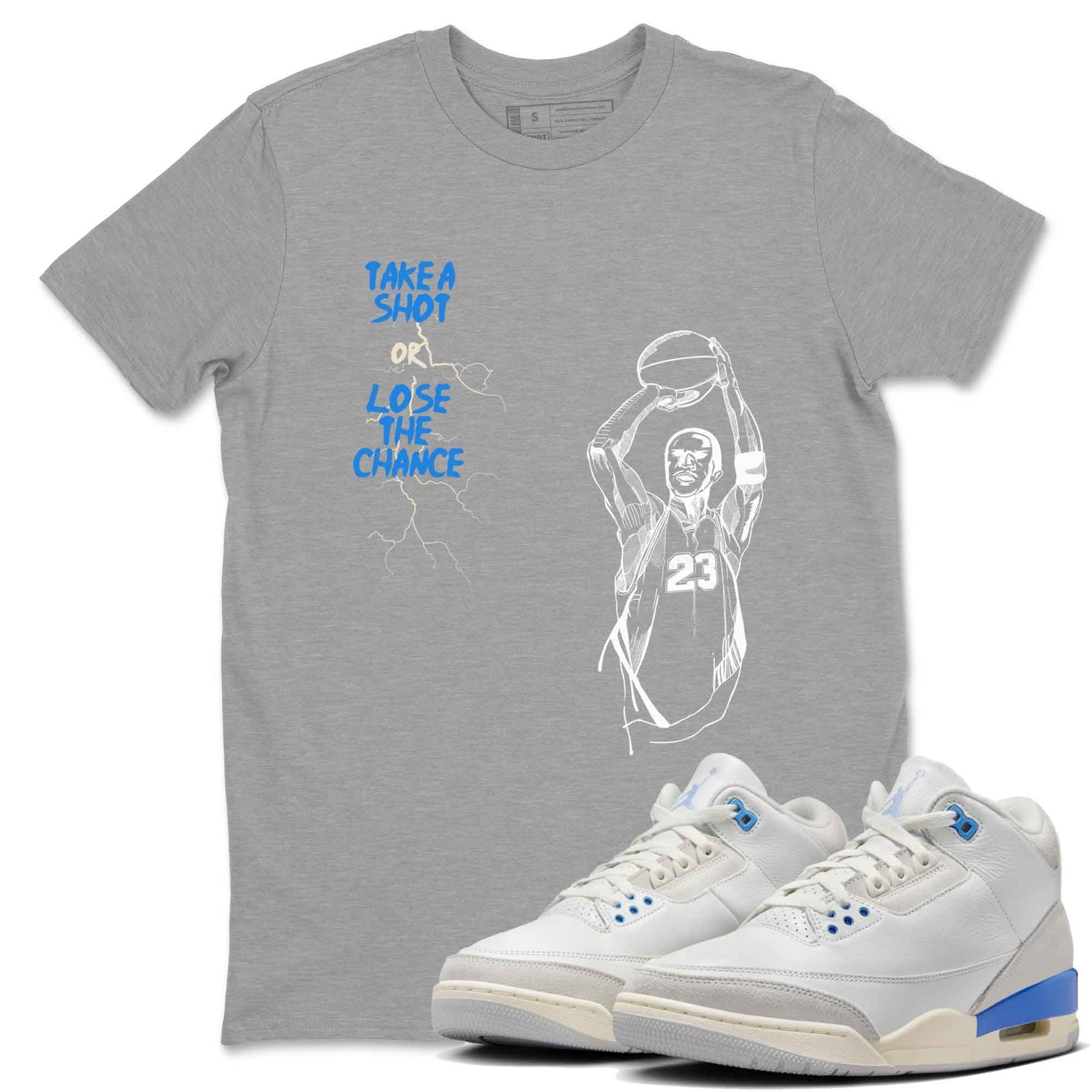 3s Lucky Shorts shirts to match jordans Take A Shot best t shirts to wear with jordans Air Jordan 3 Lucky Shorts match shoes to clothes SNRT Sneaker Tees unisex cotton Heather Grey 1 shirts
