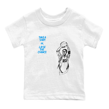 4s Military Blue shirts to match jordans Take A Shot sneaker match tees Air Jordan 4 Military Blue SNRT Sneaker Release Tees Youth Baby White 2 crew neck shirts