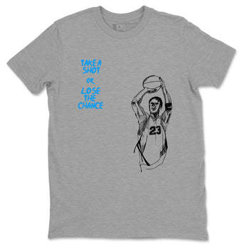 4s Military Blue shirts to match jordans Take A Shot sneaker match tees Air Jordan 4 Military Blue SNRT Sneaker Release Tees unisex cotton Heather Grey 2 crew neck shirts